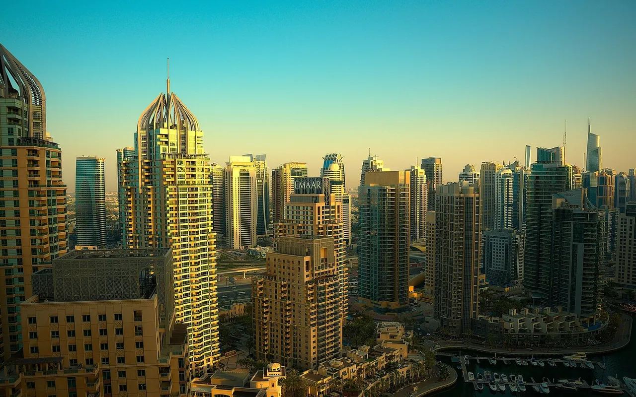 Dubai Marina residential towers in daylight