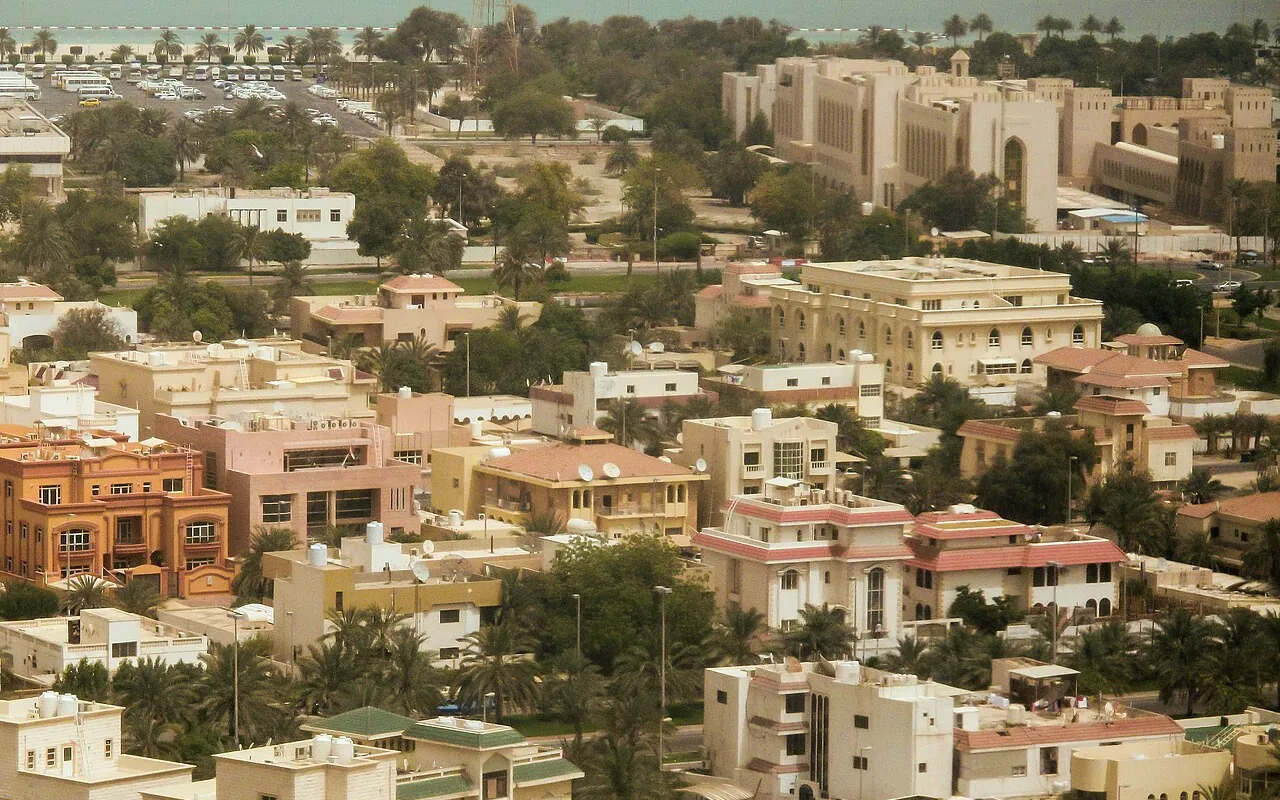 Representative Abu Dhabi residential photograph: villas and leafy gardens