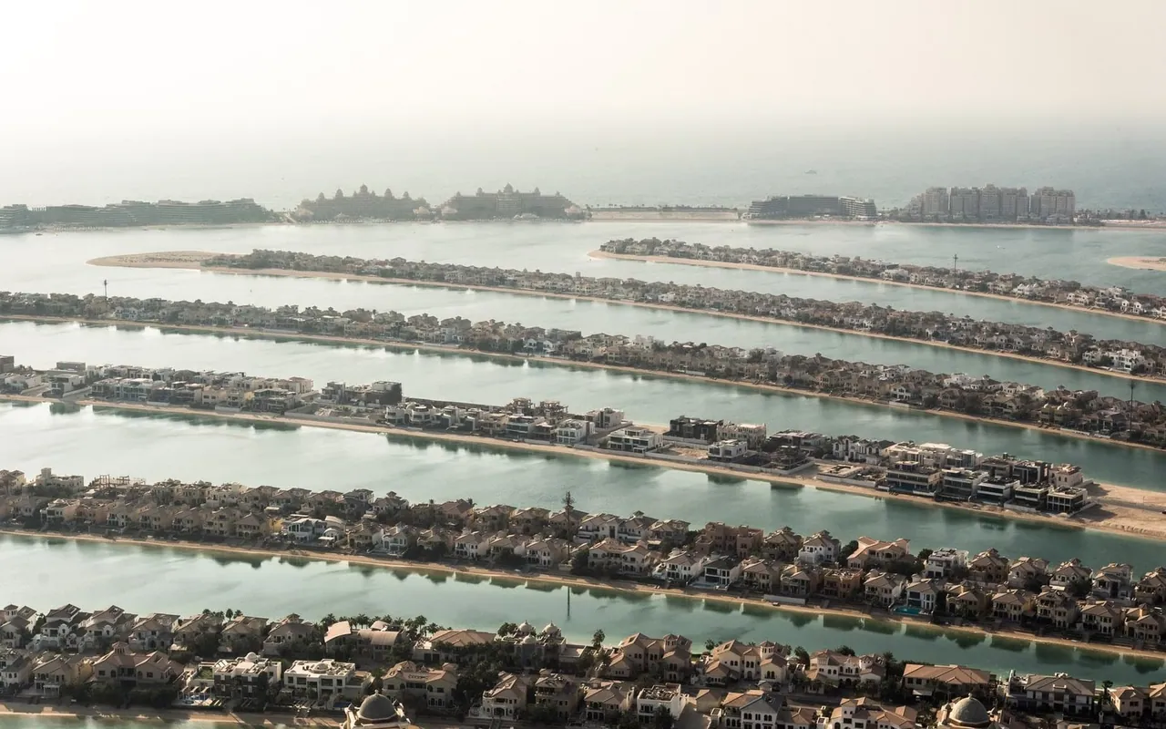 Palm Jumeirah villa fronds viewed from The View at the Palm