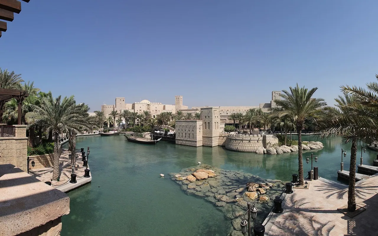 Waterways and traditional architecture at nearby Madinat Jumeirah