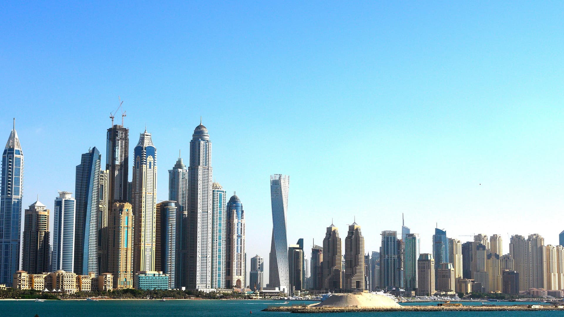 Dubai Marina skyline across the water